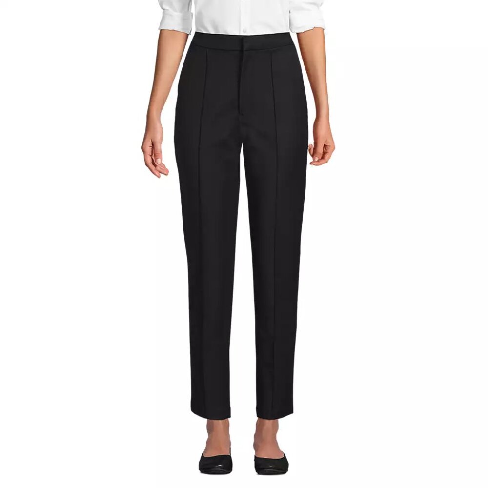 NEW Lands' End High Rise Bi Stretch Pintuck Pencil Ankle Pant black size 10